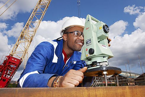 Surveyour setting out on the Oil and Gas platform