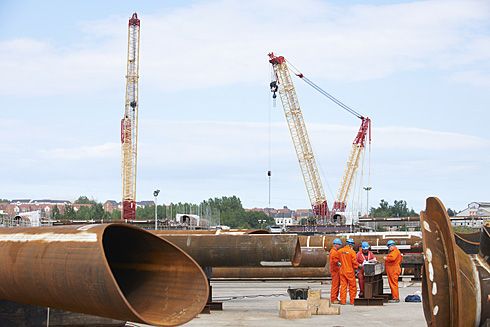 Oil and Gas rig legs and struts ready for assembly